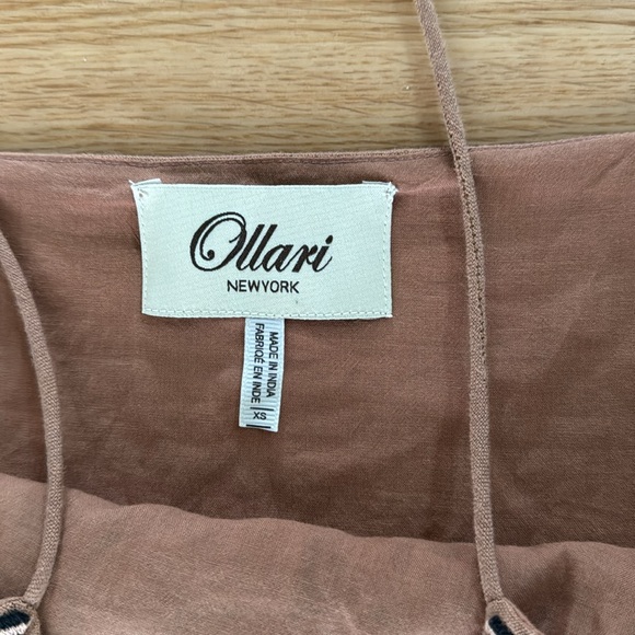 Anthropologie Ollari Women's Hazel Embroidered Dress XS Brown Embelished Mini - Picture 7 of 8